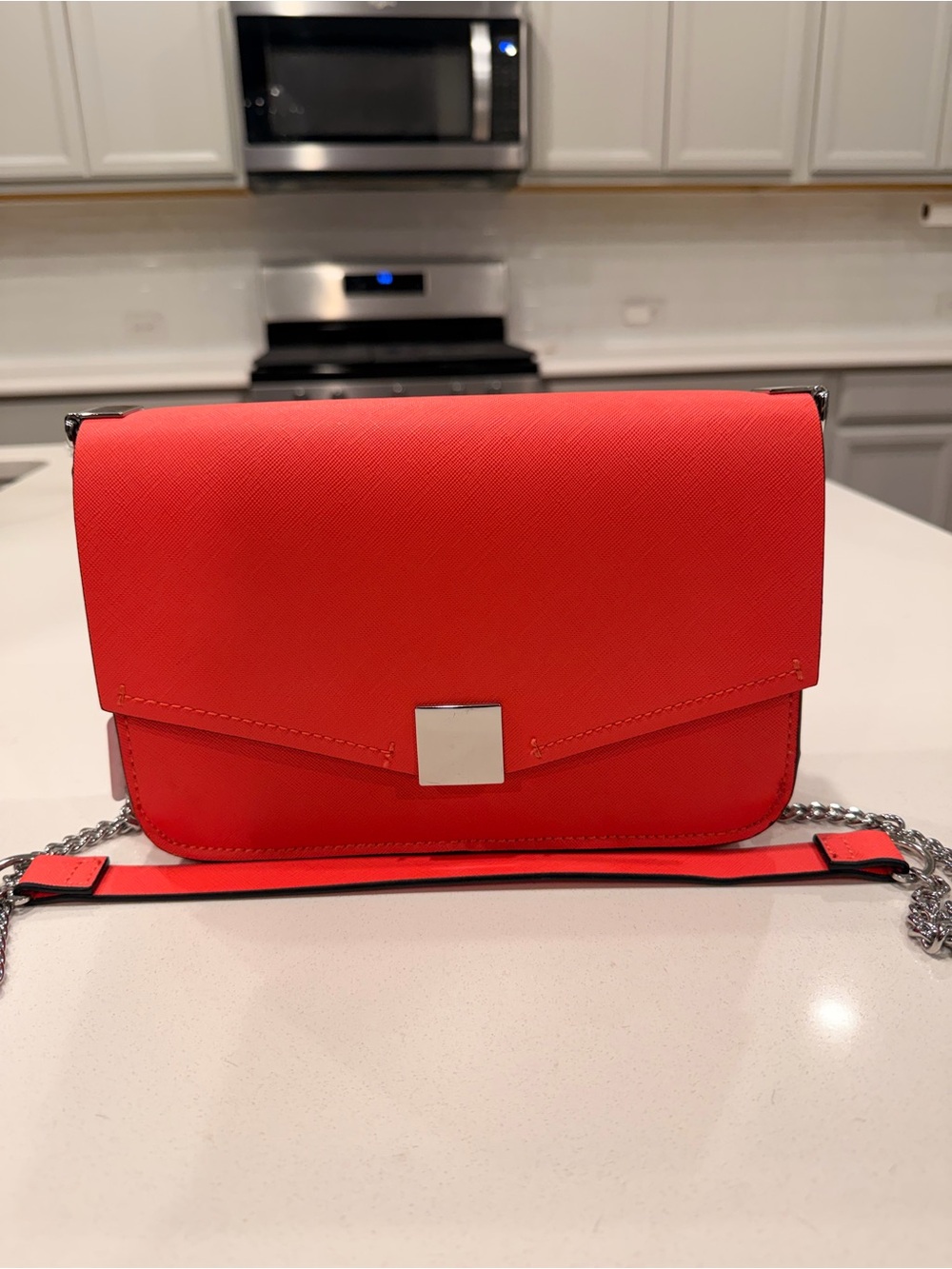 Zara Red Saffiano Crossbody with Silver Hardware